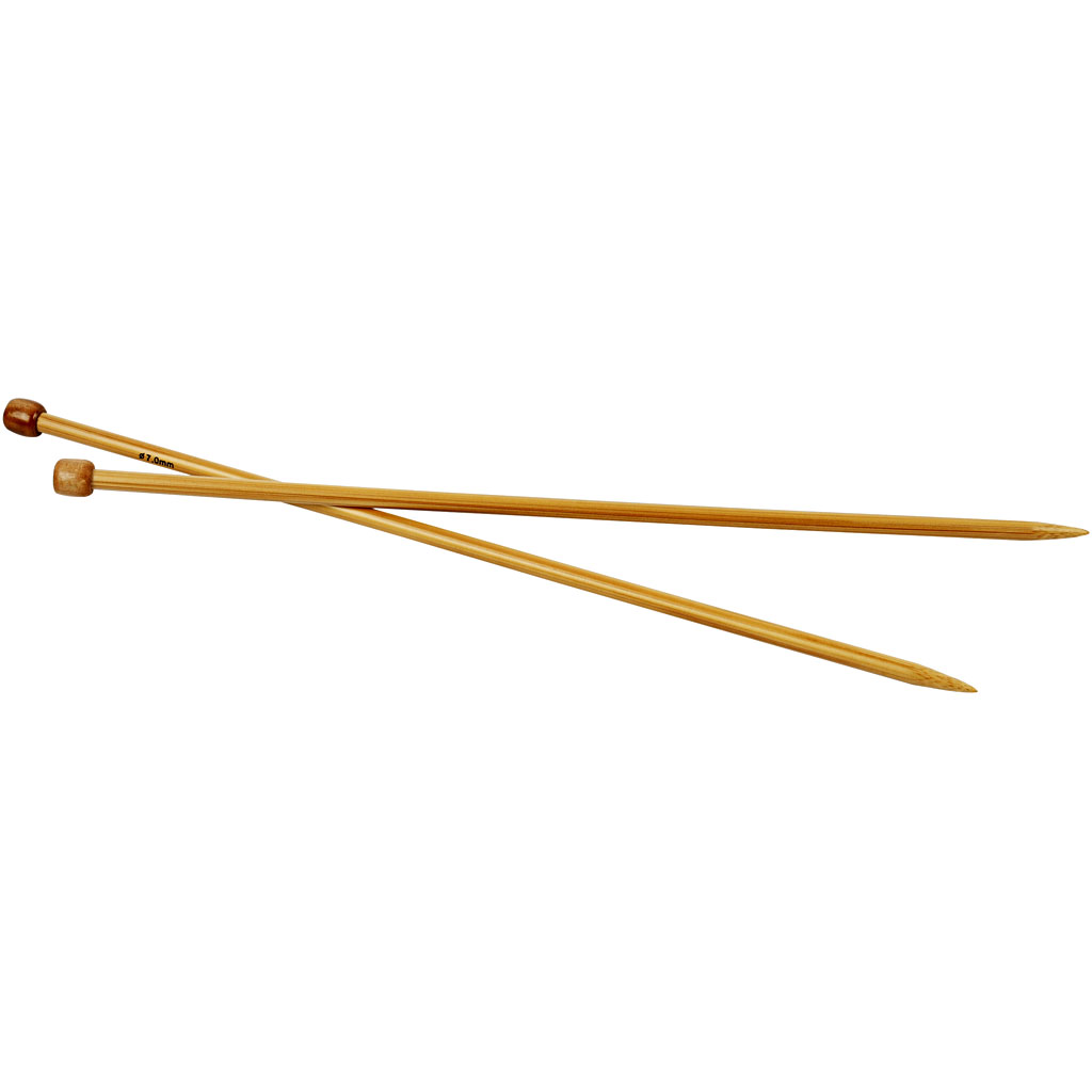 Houten bamboe breinaalden 7mm 35cm 1 paar
