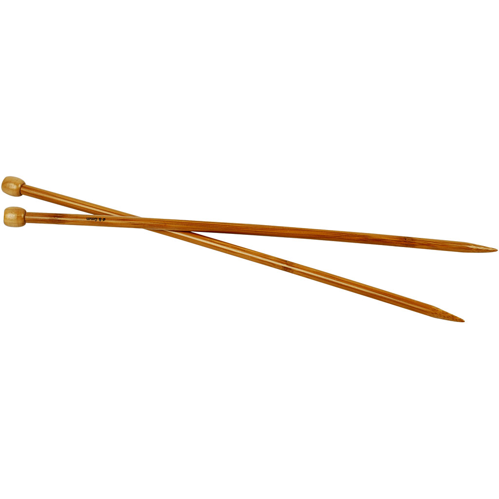 Houten bamboe breinaalden 8mm 35cm 1 paar