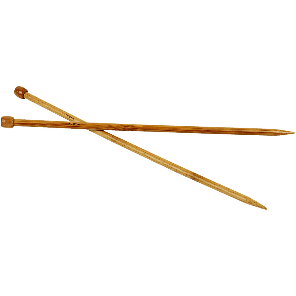 Houten bamboe breinaalden 9mm 35cm 1 paar