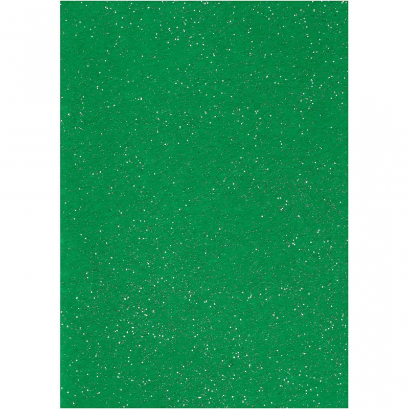 Hobby knutsel glitter vilt groen dikte 1mm - 10 vellen A4