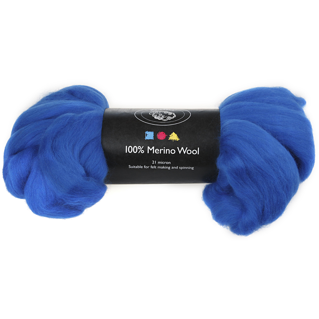 Merino gekamd schapen wol voor vilten 100gr kobalt blauw - 1 bol