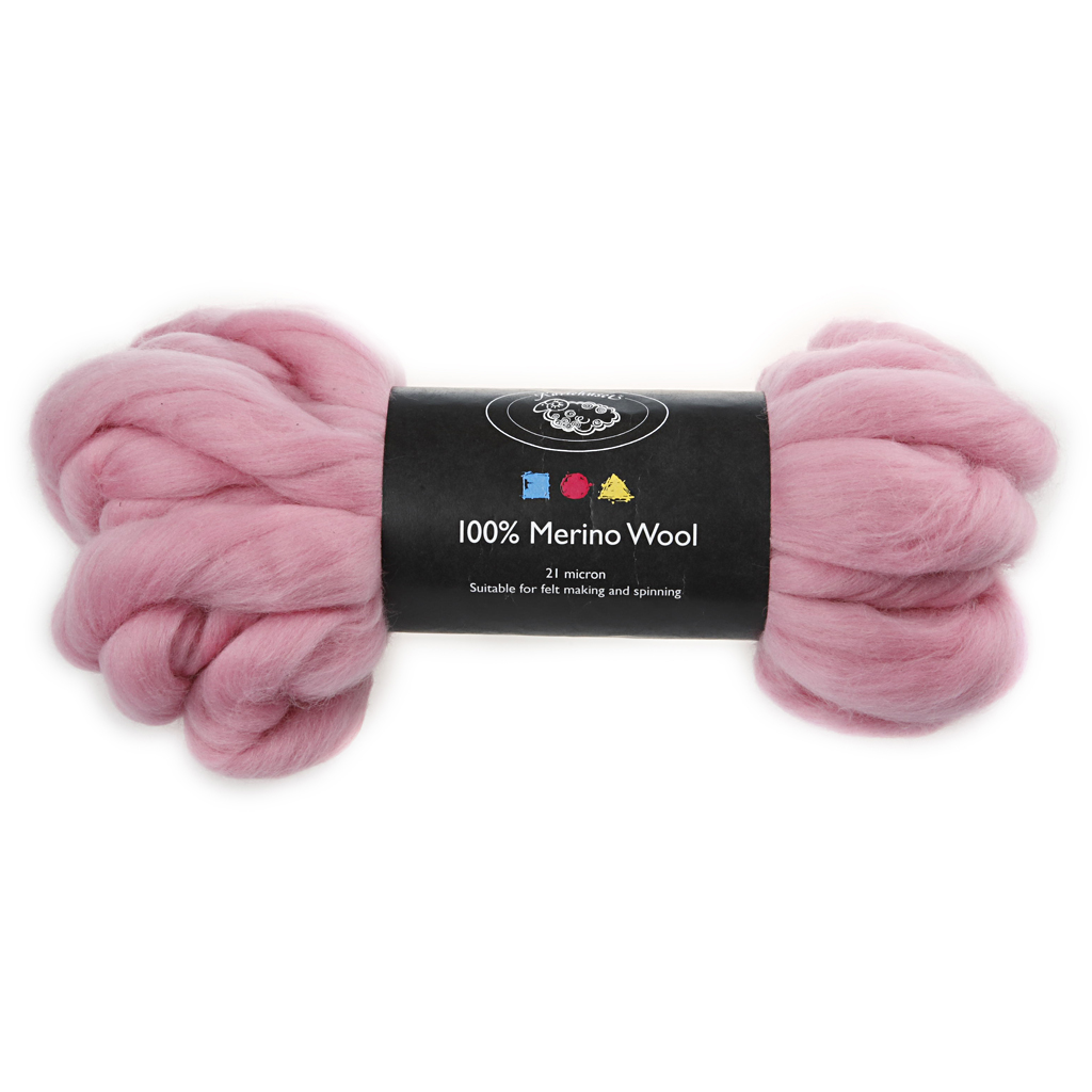 Merino gekamd schapen wol voor vilten 100gr zacht roze - 1 bol