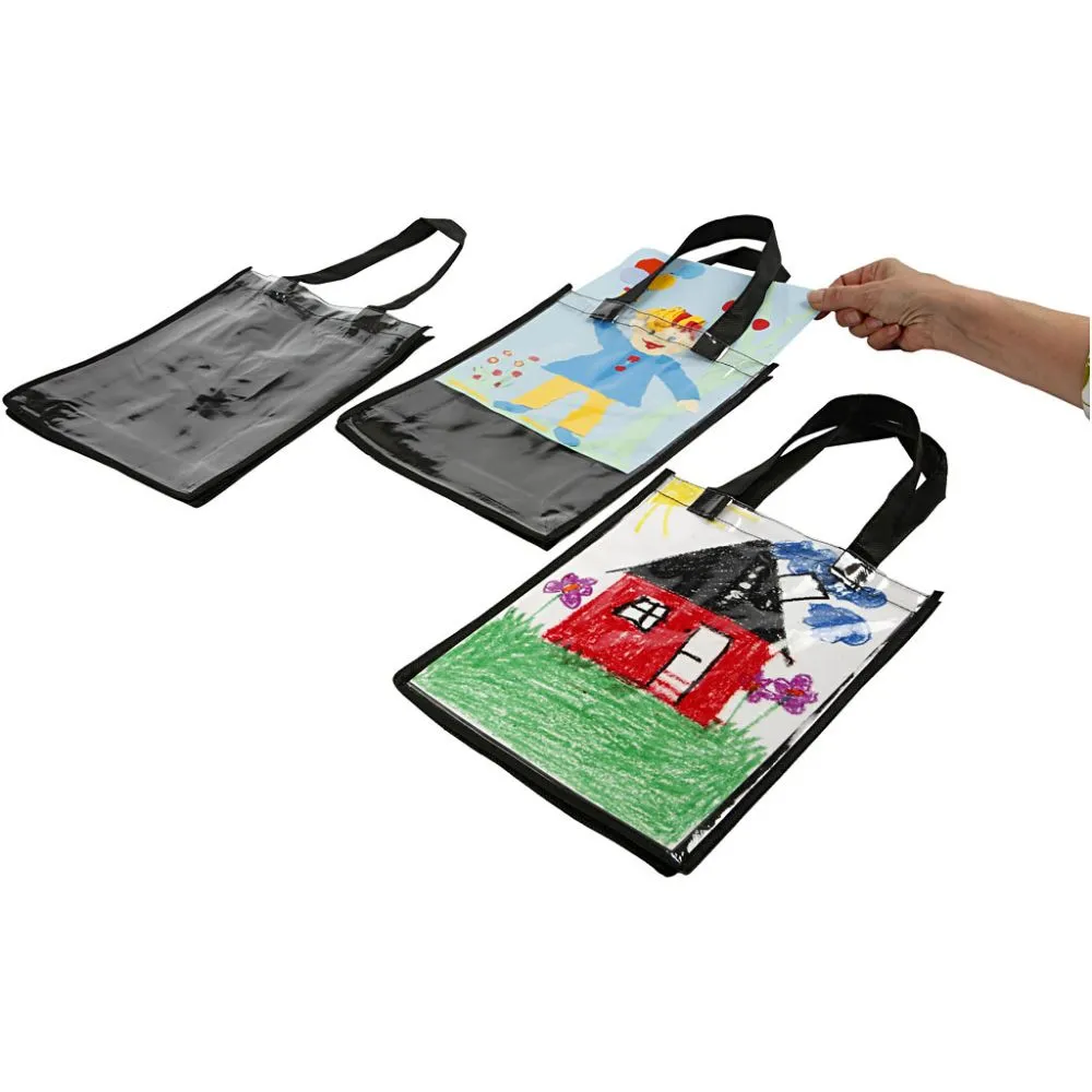 Vlies tas met plastic voorkant voor tekening 30x23cm - 1 stuk