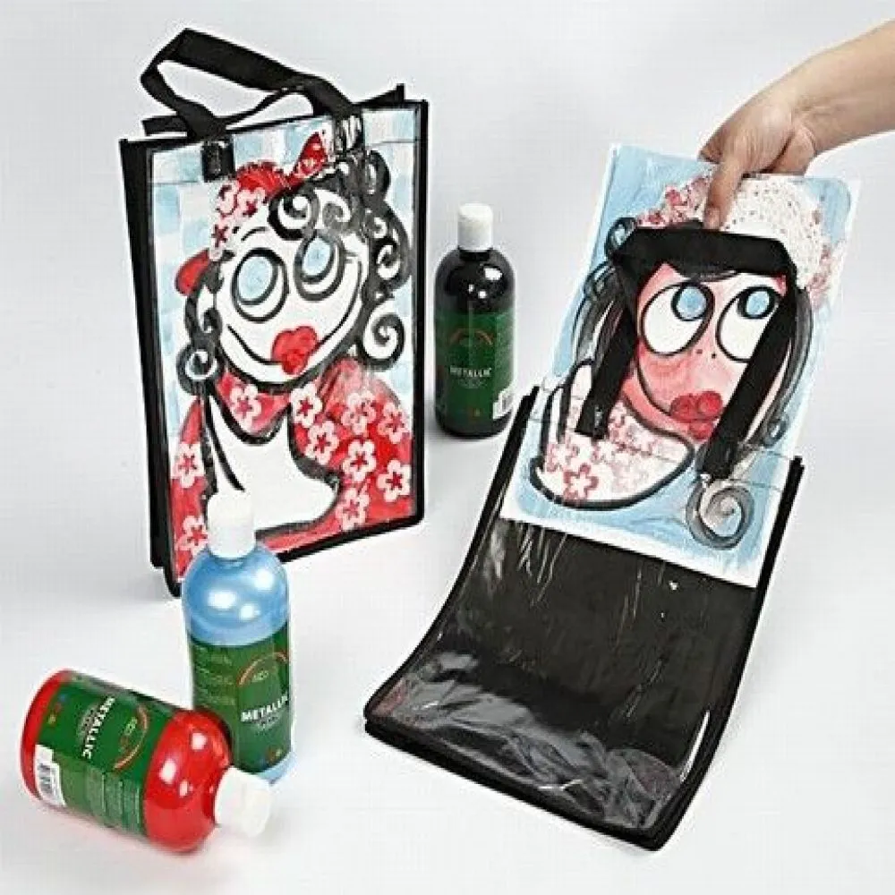 Vlies tas met plastic voorkant voor tekening 40x38cm - 1 stuk
