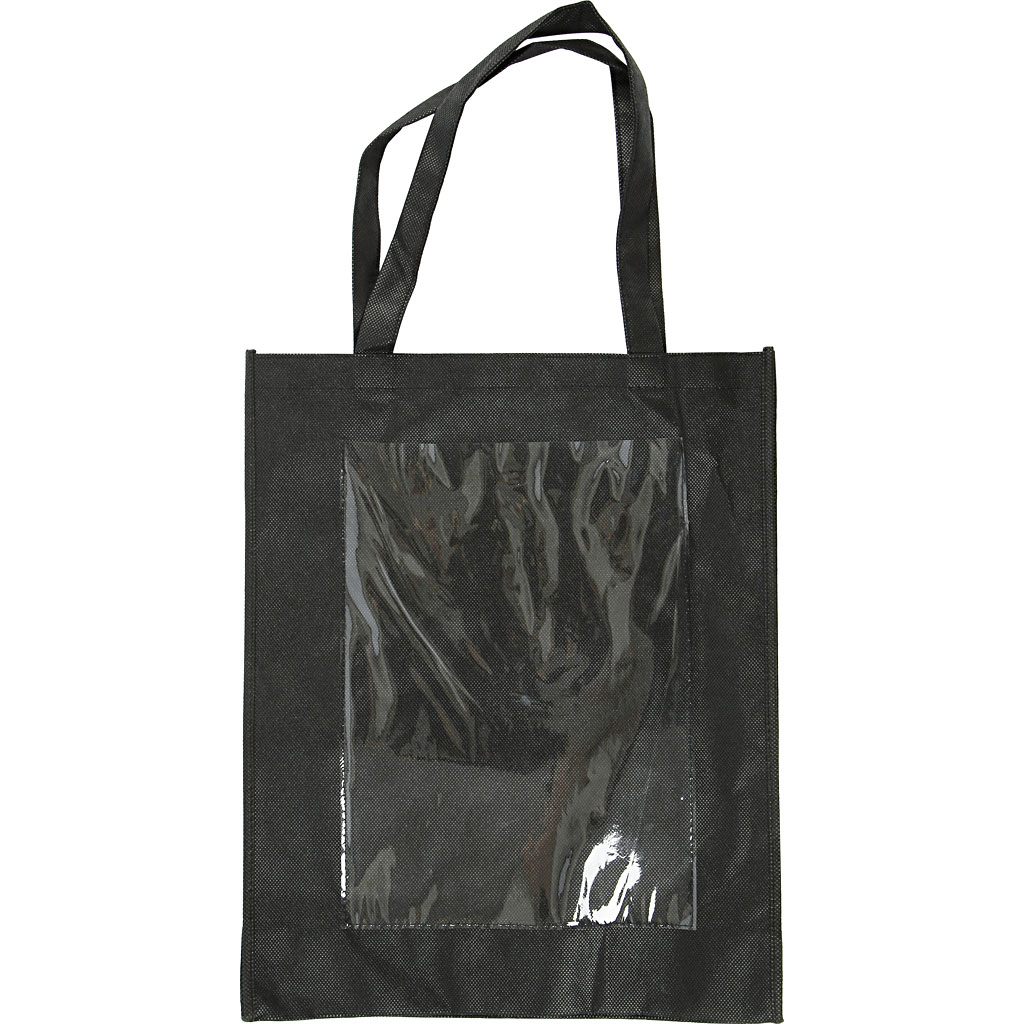 Zwarte tas met plastic voorkant voor tekening 42x34x12cm - 1 stuk