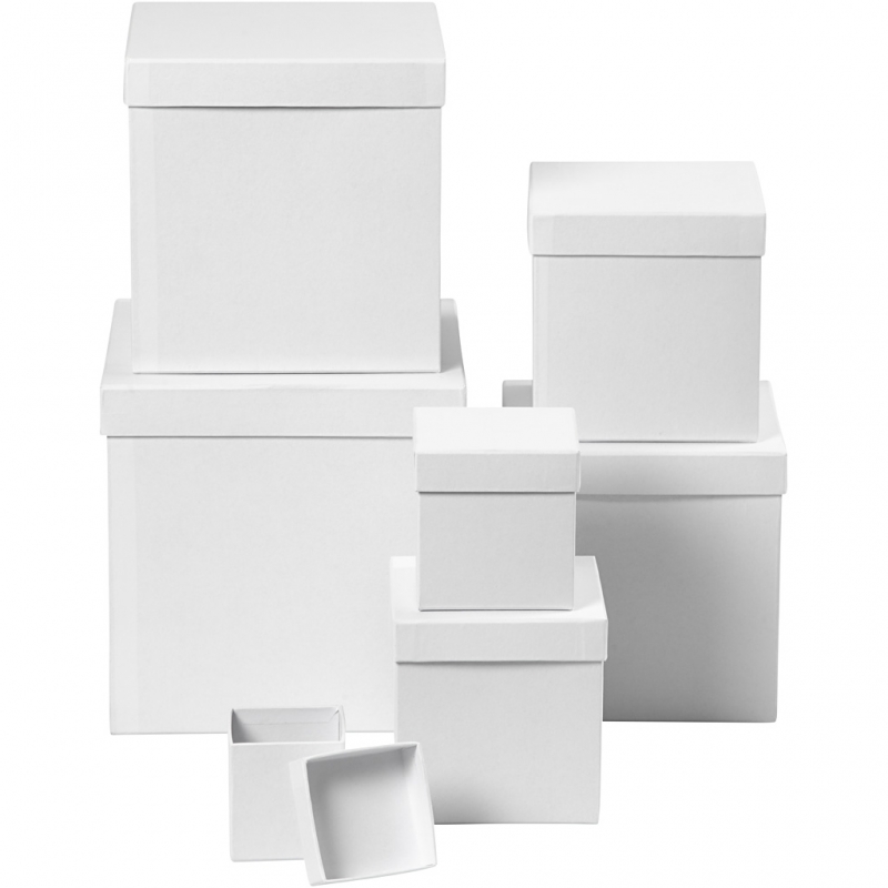 bestuurder Eigenlijk toewijzen Vierkante kartonnen dozen wit 7.5 tot 23cm - set 7 stuks - creaknutselen.nl
