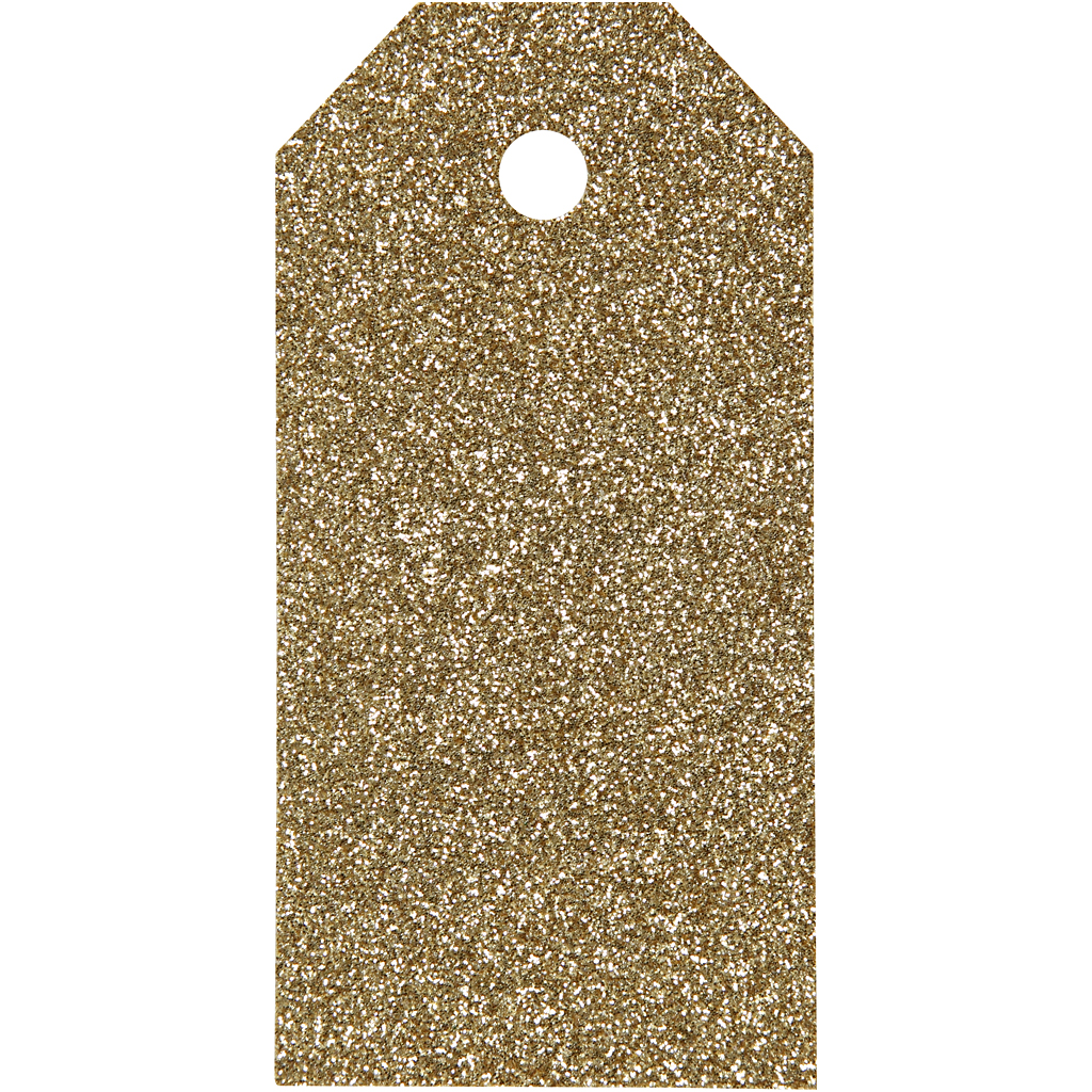 Kartonnen cadeau labels glitter goud 5x10cm 300gr - 15 stuks