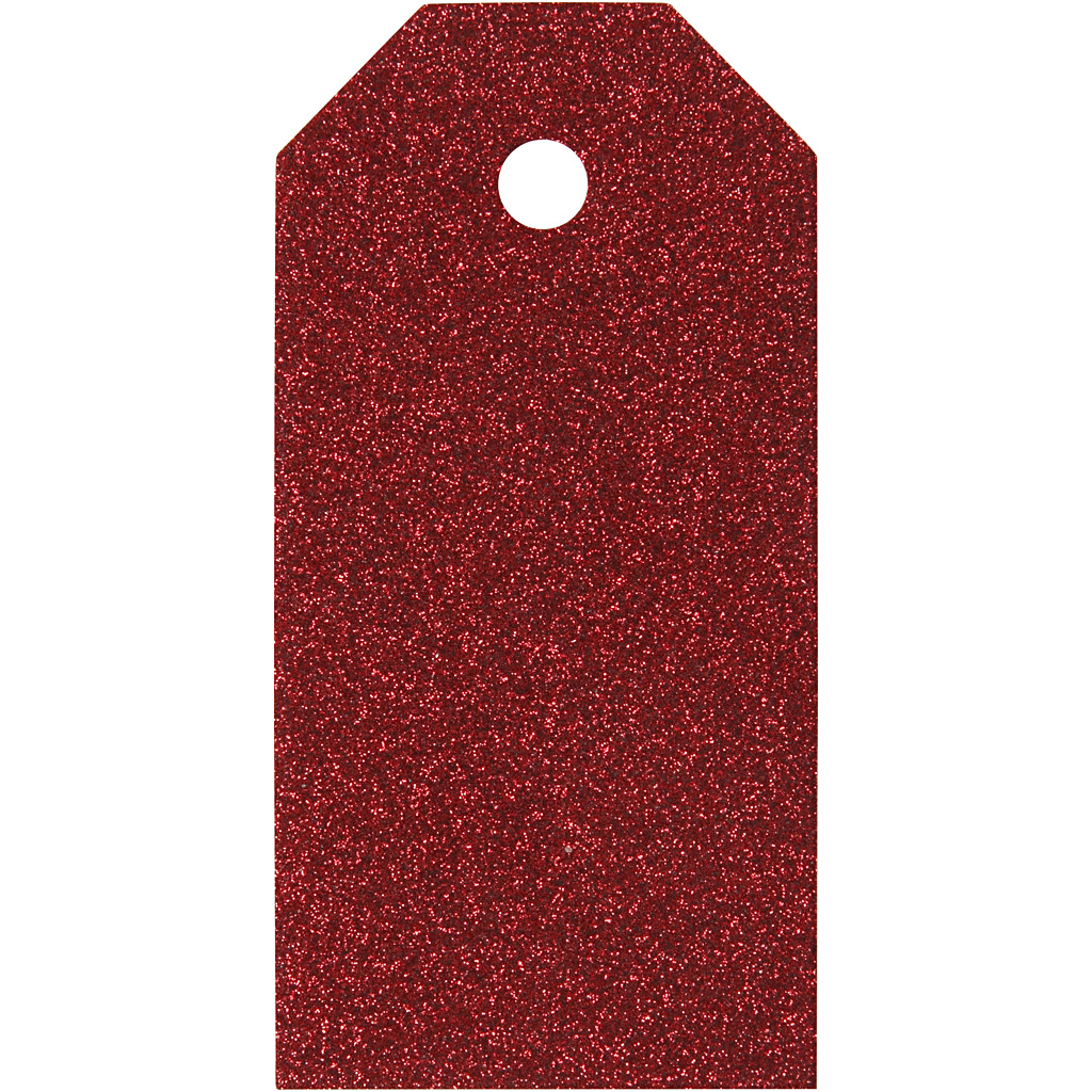 Kartonnen cadeau labels glitter rood 5x10cm 300gr - 15 stuks