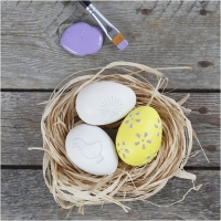 Decoratie-Eieren 6cm met Reli&euml;fpatroon &ndash; Wit &ndash; 12 stuks