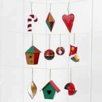 Kartonnen kerst balletjes 4+5+6cm - set 6 stuks
