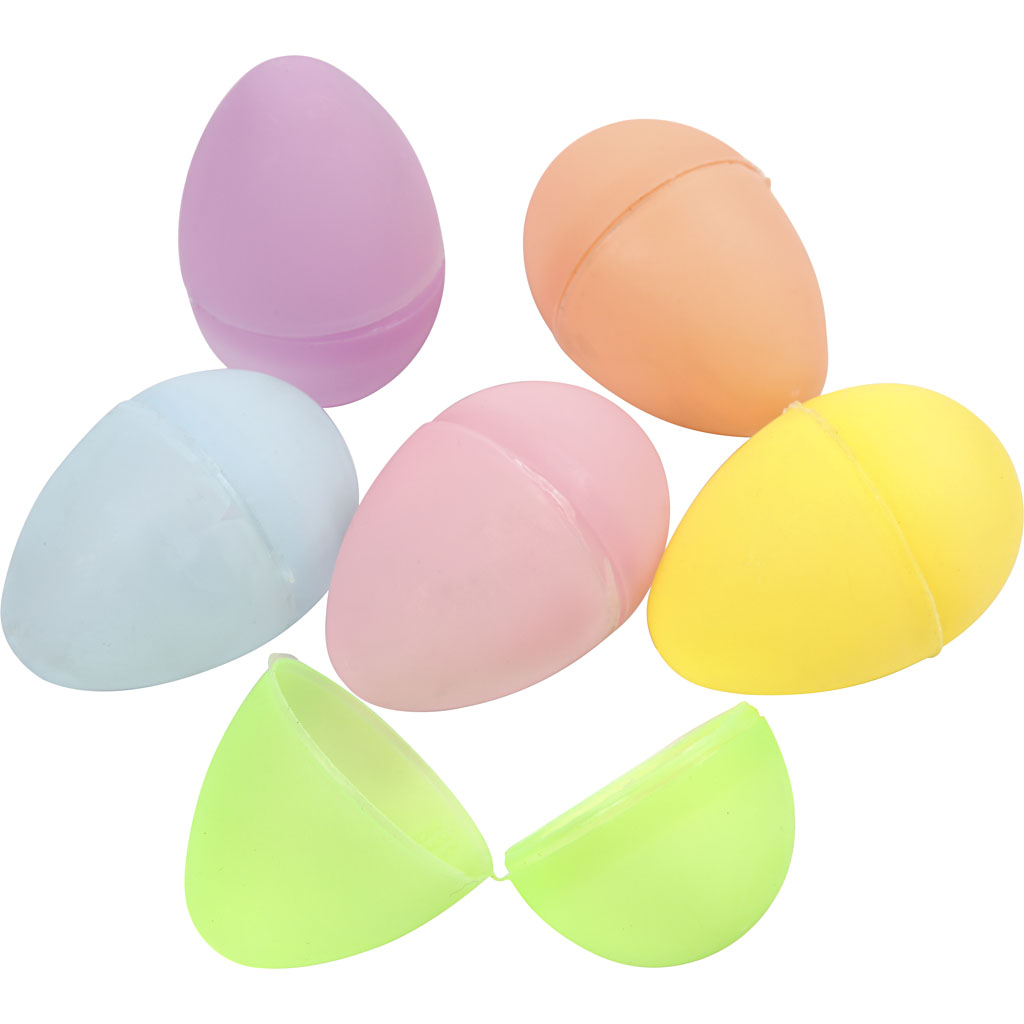 Plastic paas eitjes 2-delig pastel kleuren mix 4cm - 12 stuks
