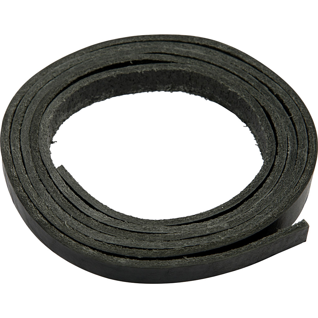 Leer band plat zwart 10mm 3mm dik - 2 meter