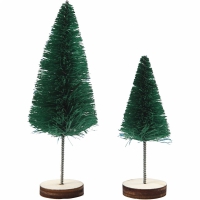 Mini kerstboompjes groen 7+6cm 5 stuks