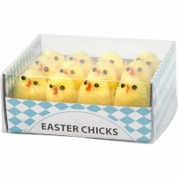 Kleine chenille paaskuikentjes geel 30mm - 12 stuks