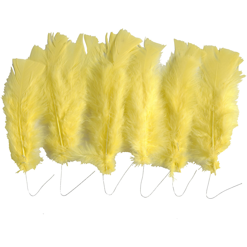 Donzen kalkoen veren geel 11-17cm 54 stuks