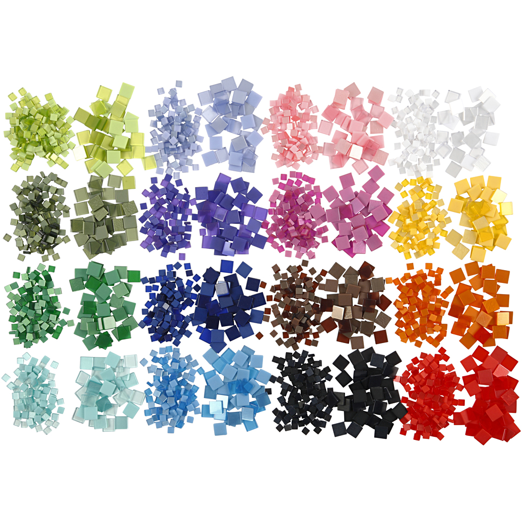 Kunststof Mini mozaïek 32 kleuren - totaal 800 gram