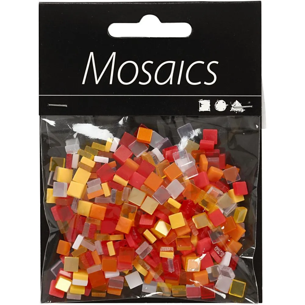 Kunststof Mini mozaiek 5x5 mm rood-oranje 25 gr