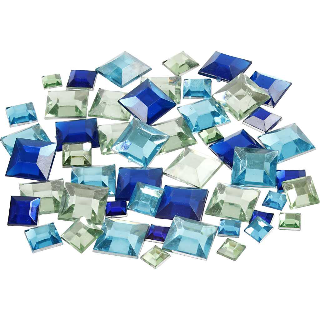 Strass stenen vierkant blauw mix 6+9+12mm 360 stuks