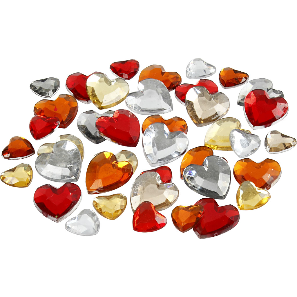 Strass stenen harten rood mix 6+10+14mm 252 stuks
