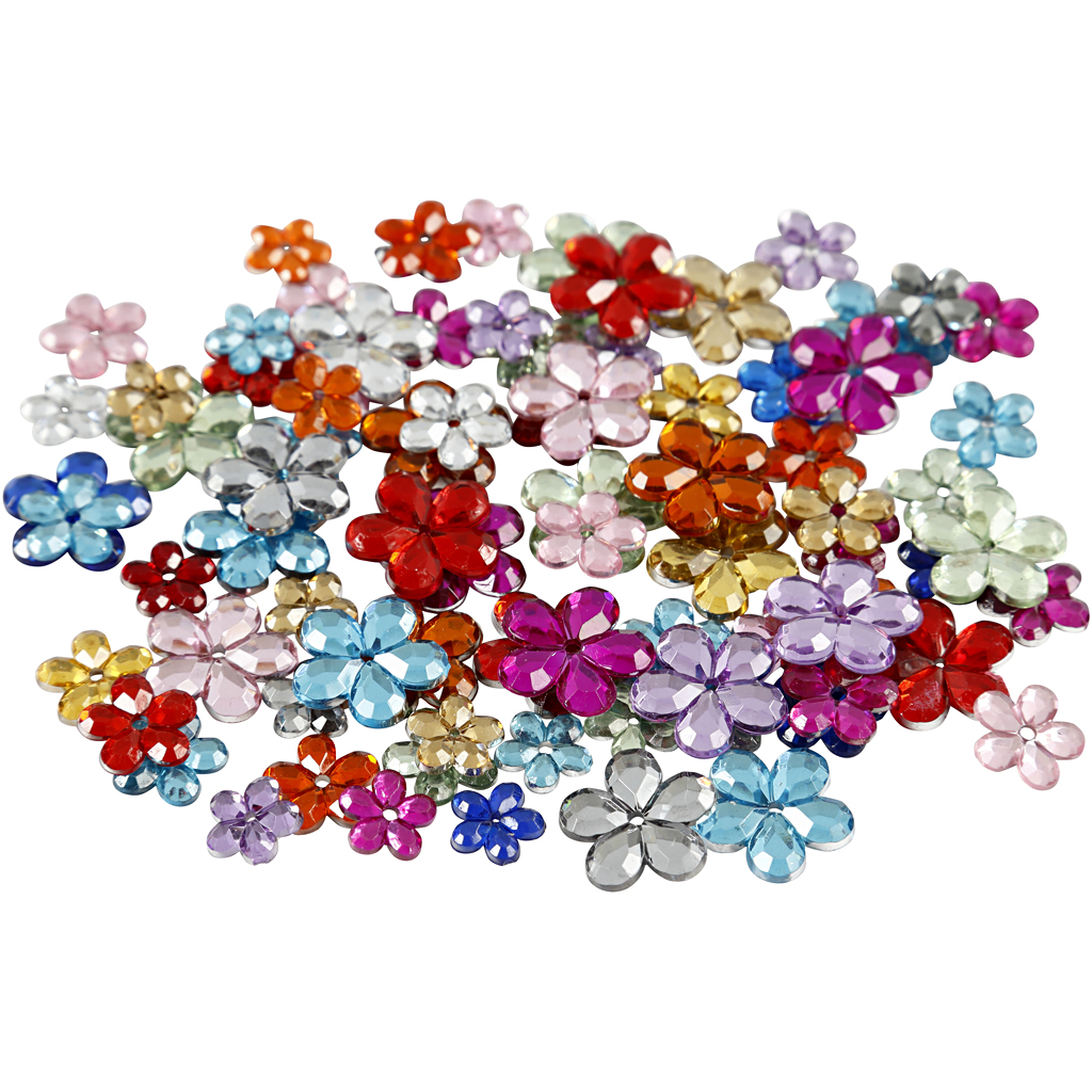 Strass stenen bloem colour mix 6+10+12mm 252 stuks
