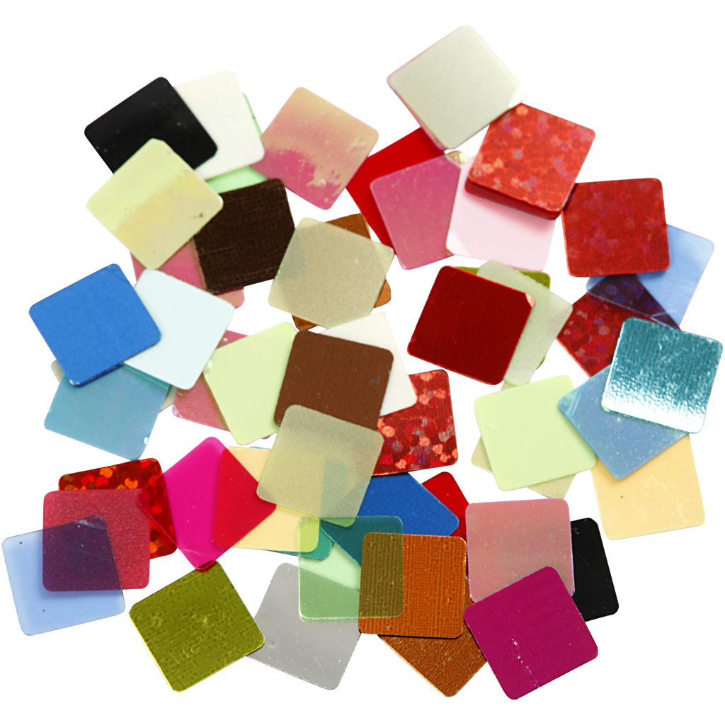 Kunststof Folie mozaiek kleuren mix 10mm - 250 gram