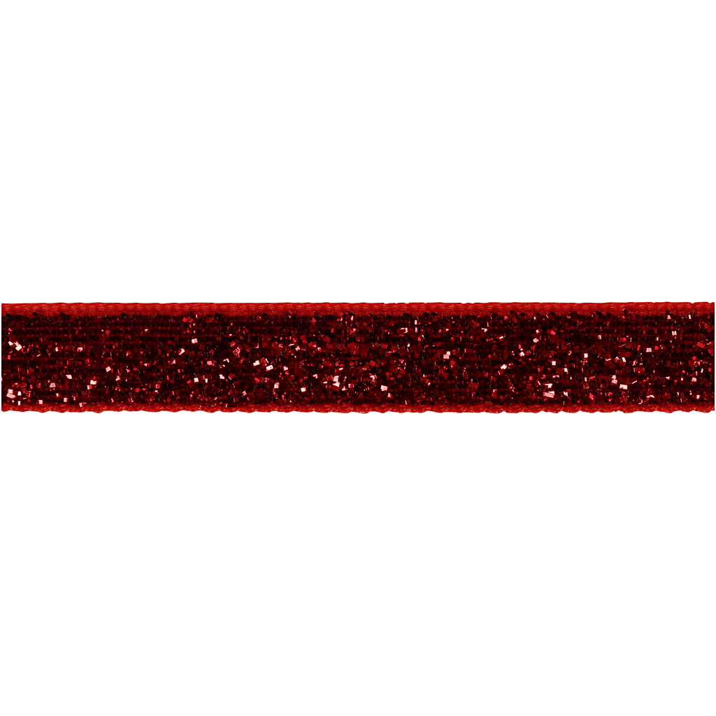 Rood glitter lint 10mm 5 meter