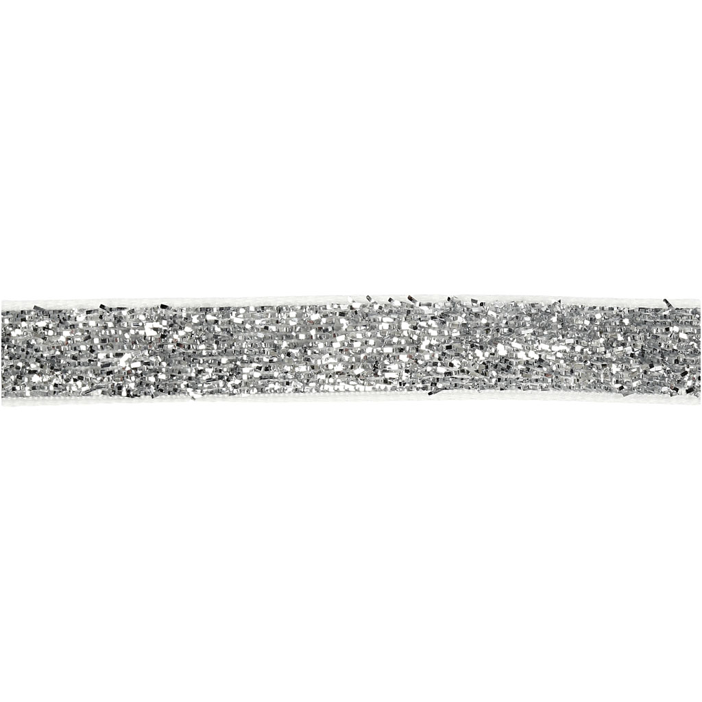 Glitter lint Zilver 10mm 5 meter