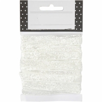 Wit glitter lint 10mm 5 meter