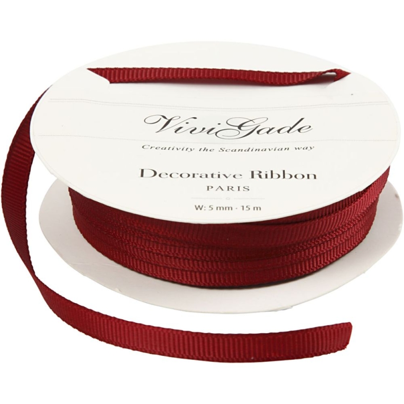 Cadeaulint Grosgrain rood 5mm 15 meter