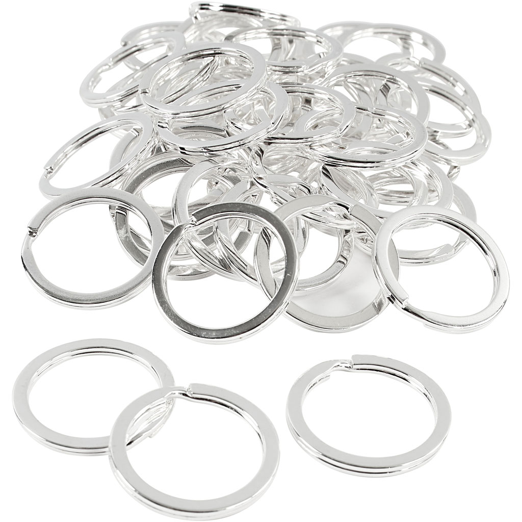 Sleutelhanger ringen verzilverd 28mm (50 stuks)