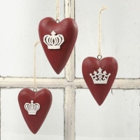 Massief bol Houten Hart 11,5x8,5x3 cm 1 stuk