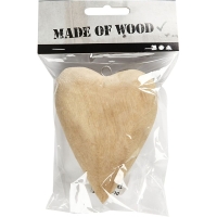 Massief bol Houten Hart 11,5x8,5x3 cm 1 stuk
