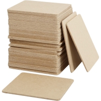Houten blanke onderzetters vierkant 10x10cm - 50 stuks