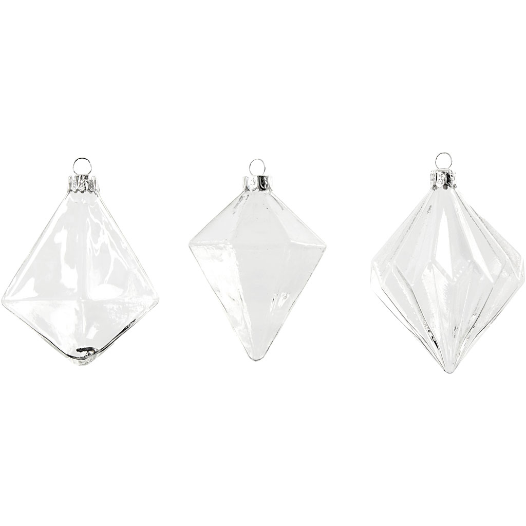 Decoratie hangers van glas 9,6-9,8-10,5 cm 3 stuks