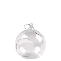 Bolvormige glas hangers met opening 8cm - 6 stuks