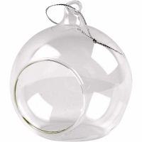 Bolvormige glas hangers met opening 8cm - 6 stuks