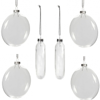 Glazen platte transparante kerstballen rond 8cm - 6 stuks