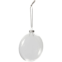 Glazen platte transparante kerstballen rond 8cm - 6 stuks