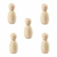 Houten mini poppen lijfjes peg dolls naturel 6cm - 5 stuks