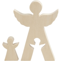 Engel hout 20cm- set 2 stuks