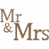 Houten decoratie letters trouwen Mr & Mrs 13cm 15mm dik per set