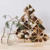 Geometrische houten kerstboom 60x47cm - 1 stuk