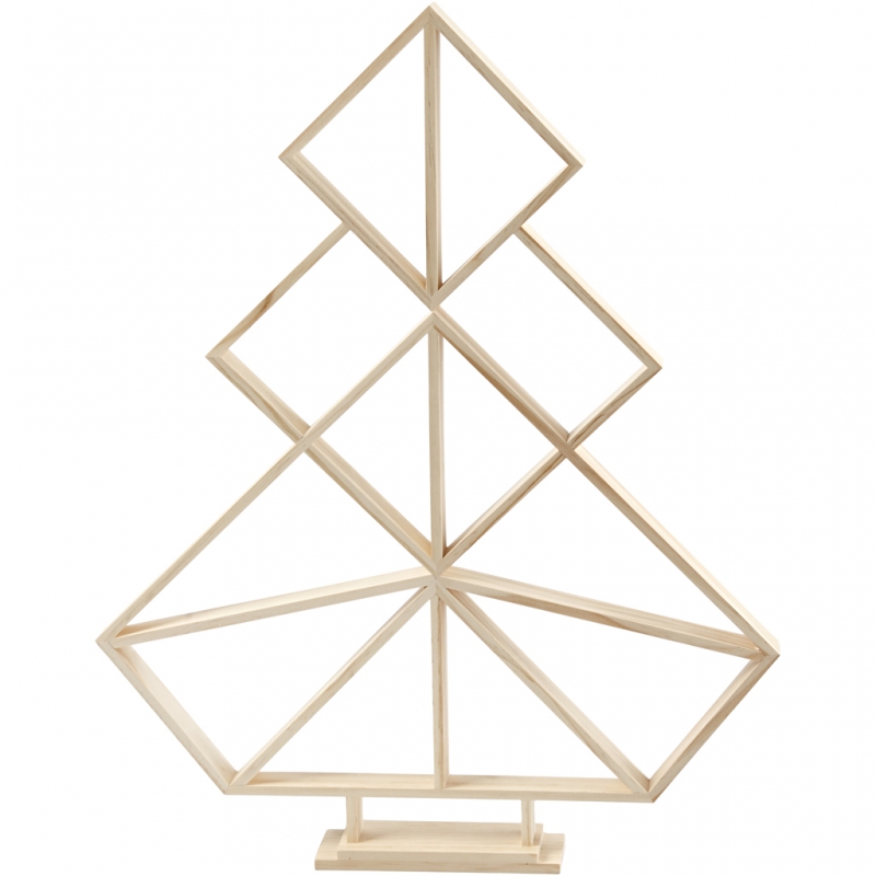 Geometrische houten kerstboom 60x47cm - 1 stuk
