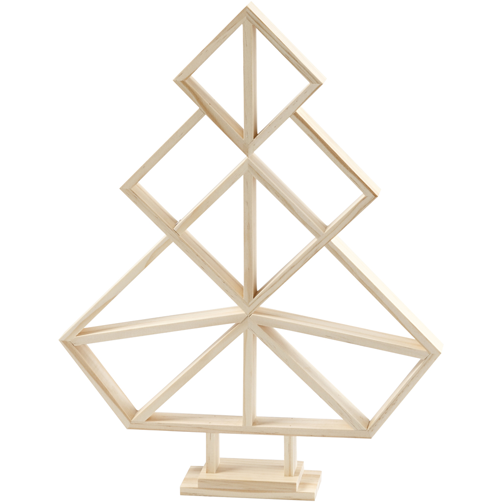 Geometrische kerstboom van hout 40x31cm - per stuk