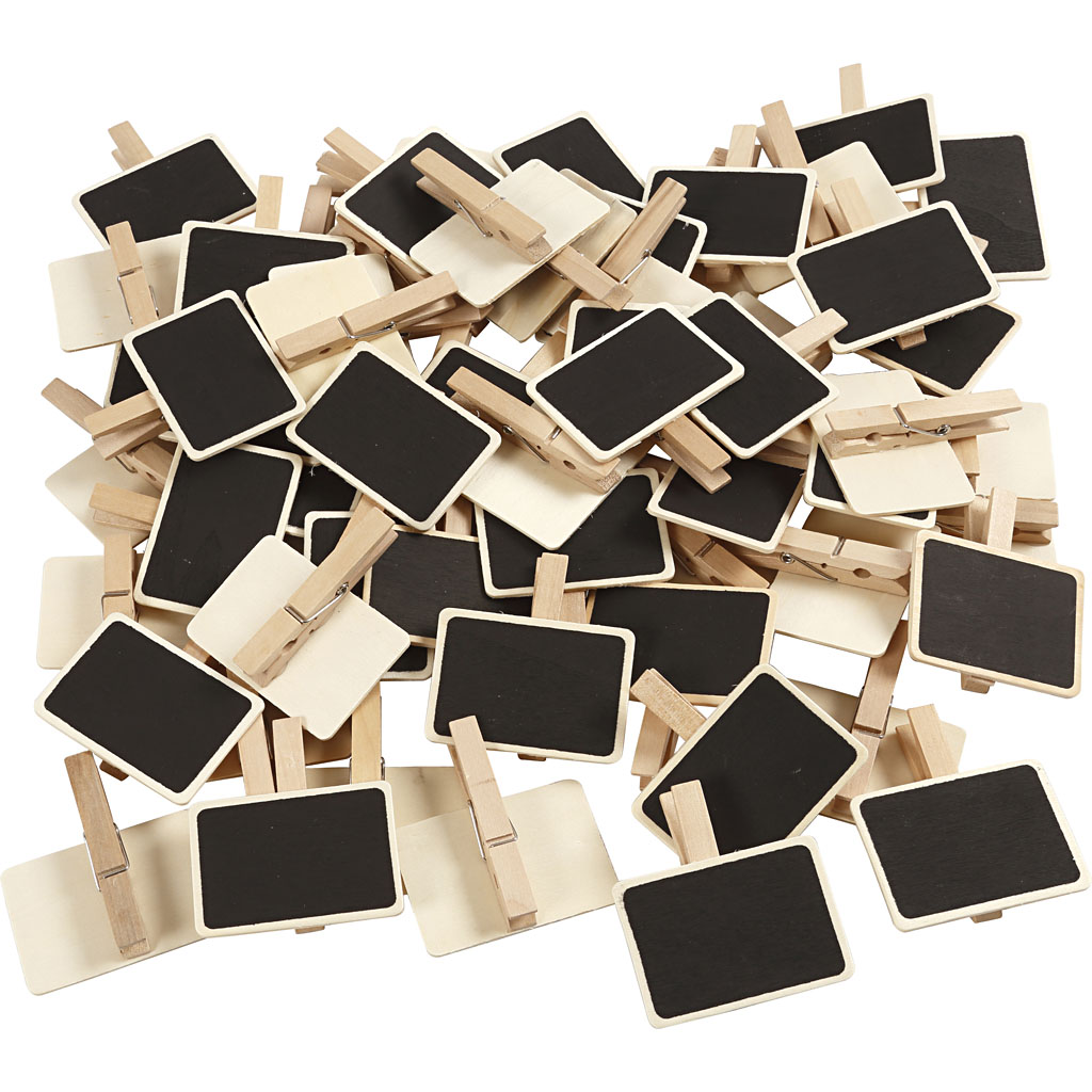 Krijtbordjes met knijper 7x5cm - 100 stuks