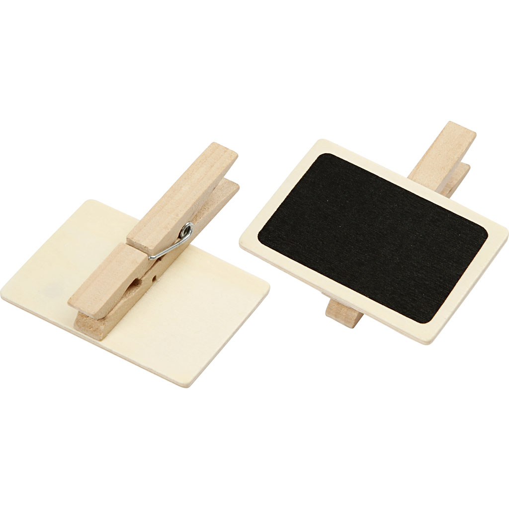 Kleine houten mini krijtbordjes met knijpers 7x5cm - 6 stuks