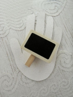 Kleine houten mini krijtbordjes met knijpers 7x5cm - 6 stuks