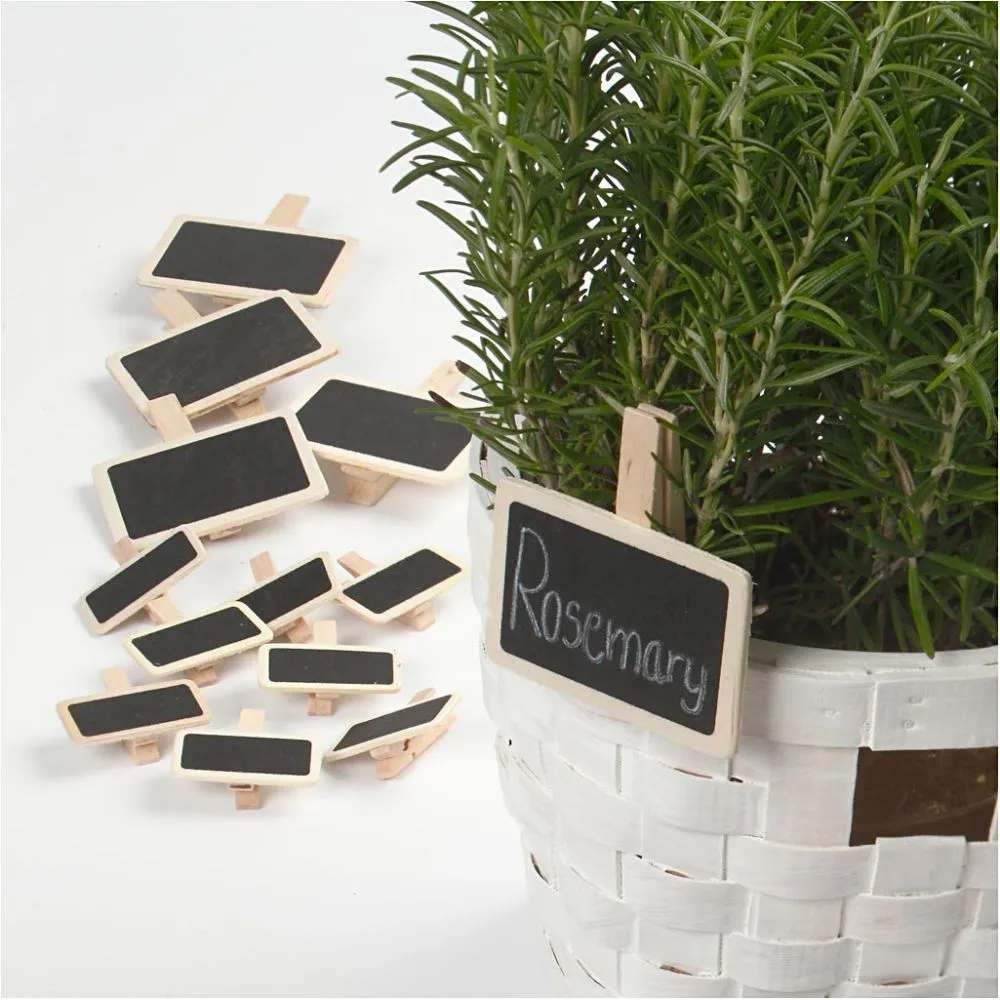Kleine houten mini krijtbordjes met knijpers 4x2cm - 100 stuks