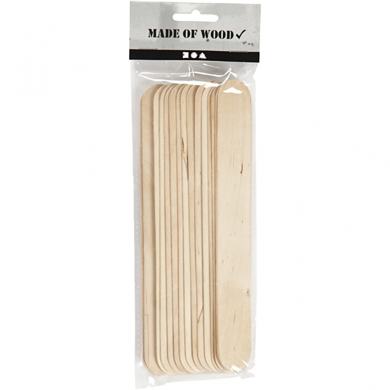 Houten ijsstokjes groot 20cmx25mm - 15 stuks