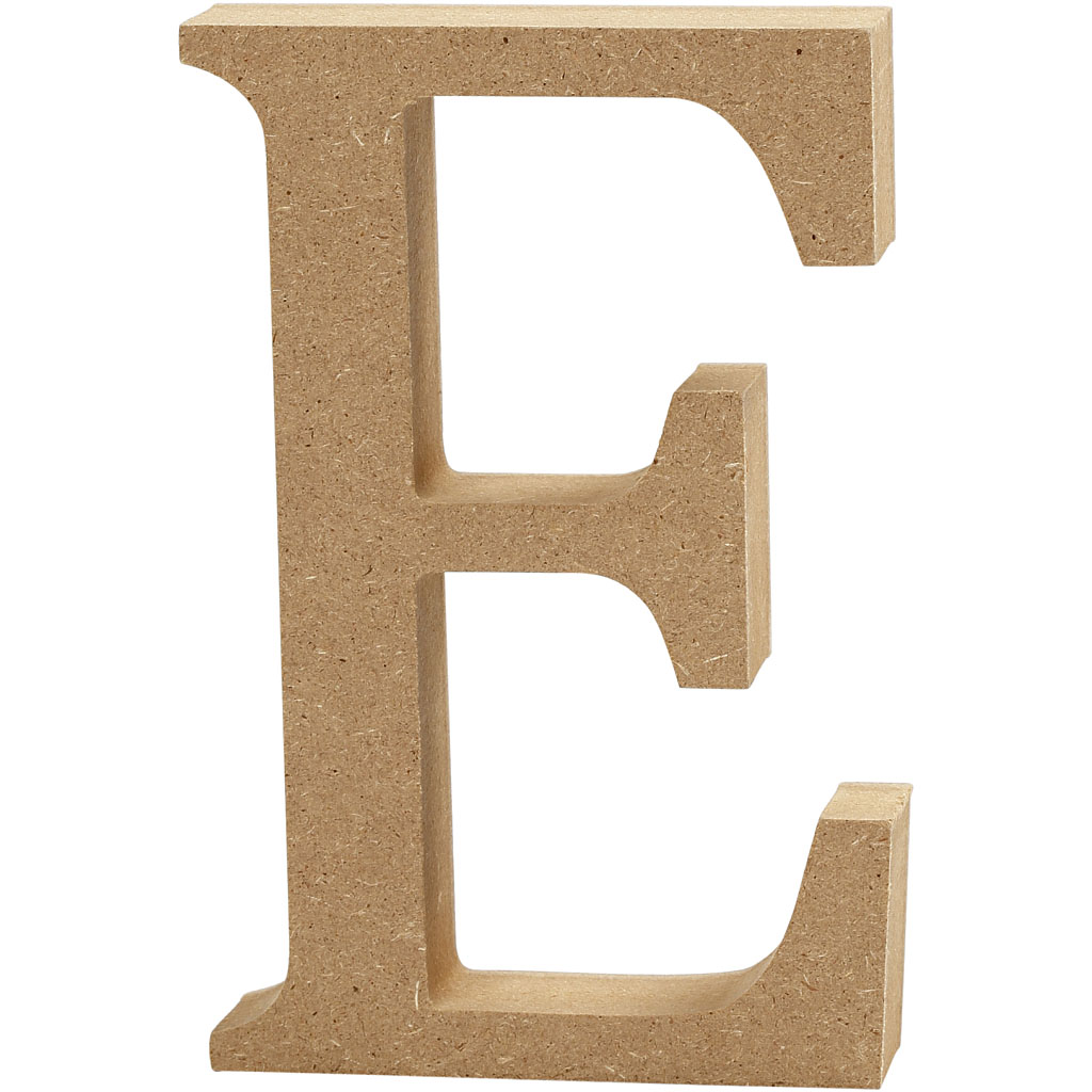 Houten decoratie letter E 8cm 15mm per stuk creaknutselen.nl